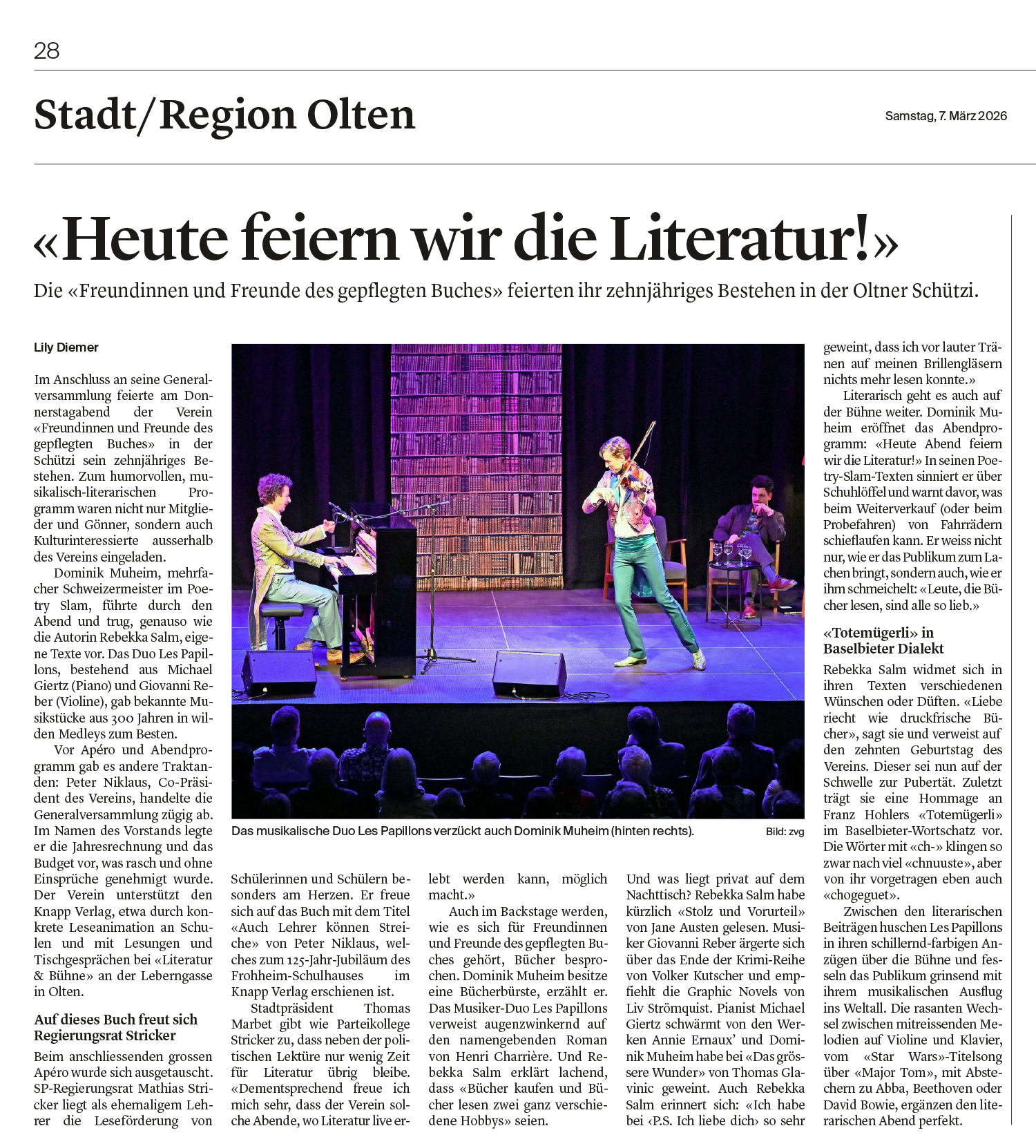 Oltner Tagblatt Buchfreunde 15.1.26